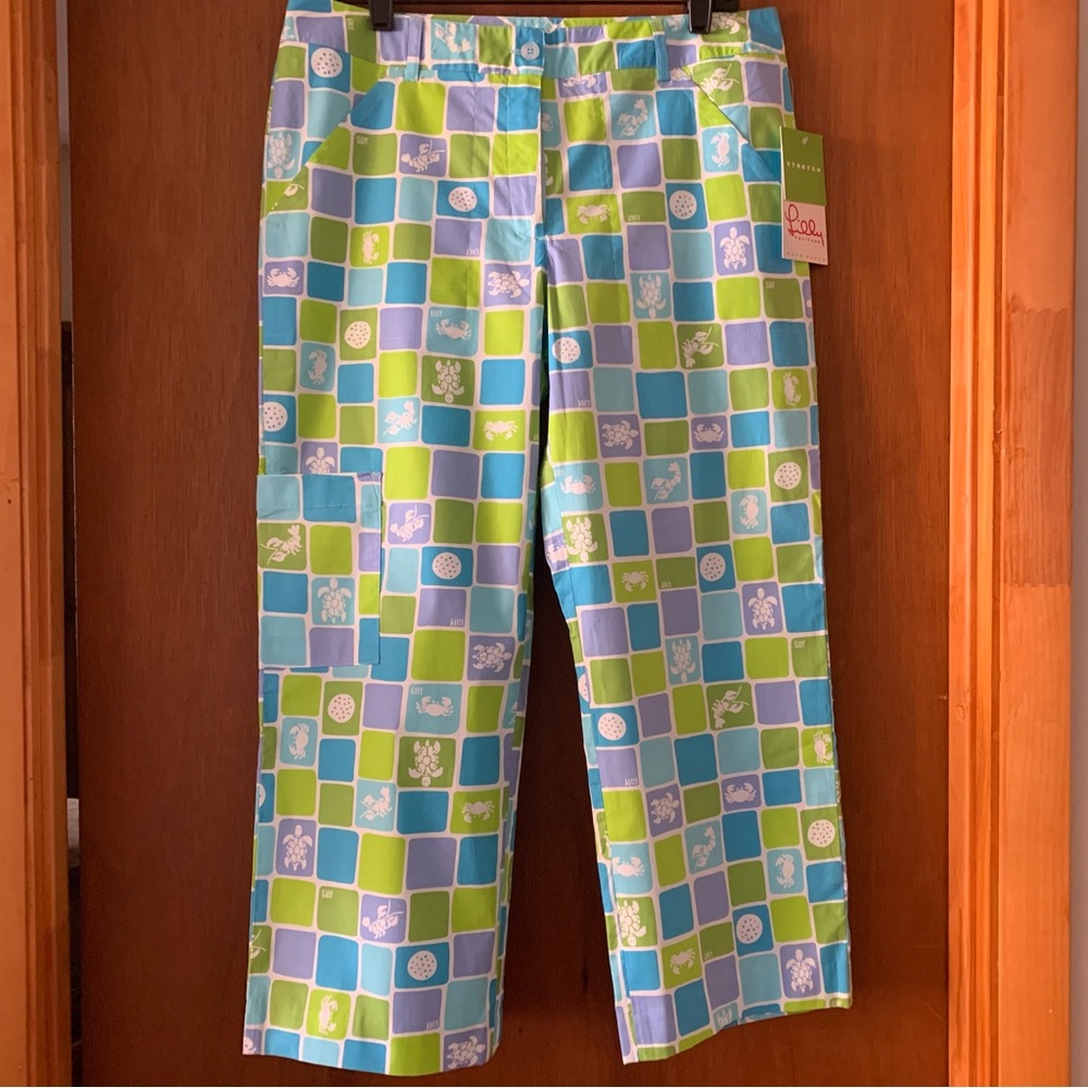 VINTAGE Lily Pulitzer NWT Women 8 Stretch BEACH Theme Capri’s